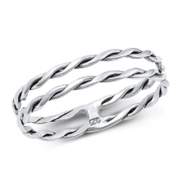 925 Sterling Silver Double Braided Rope Ring w/ polishing cloth Size 8 NEW - Picture 10 of 10